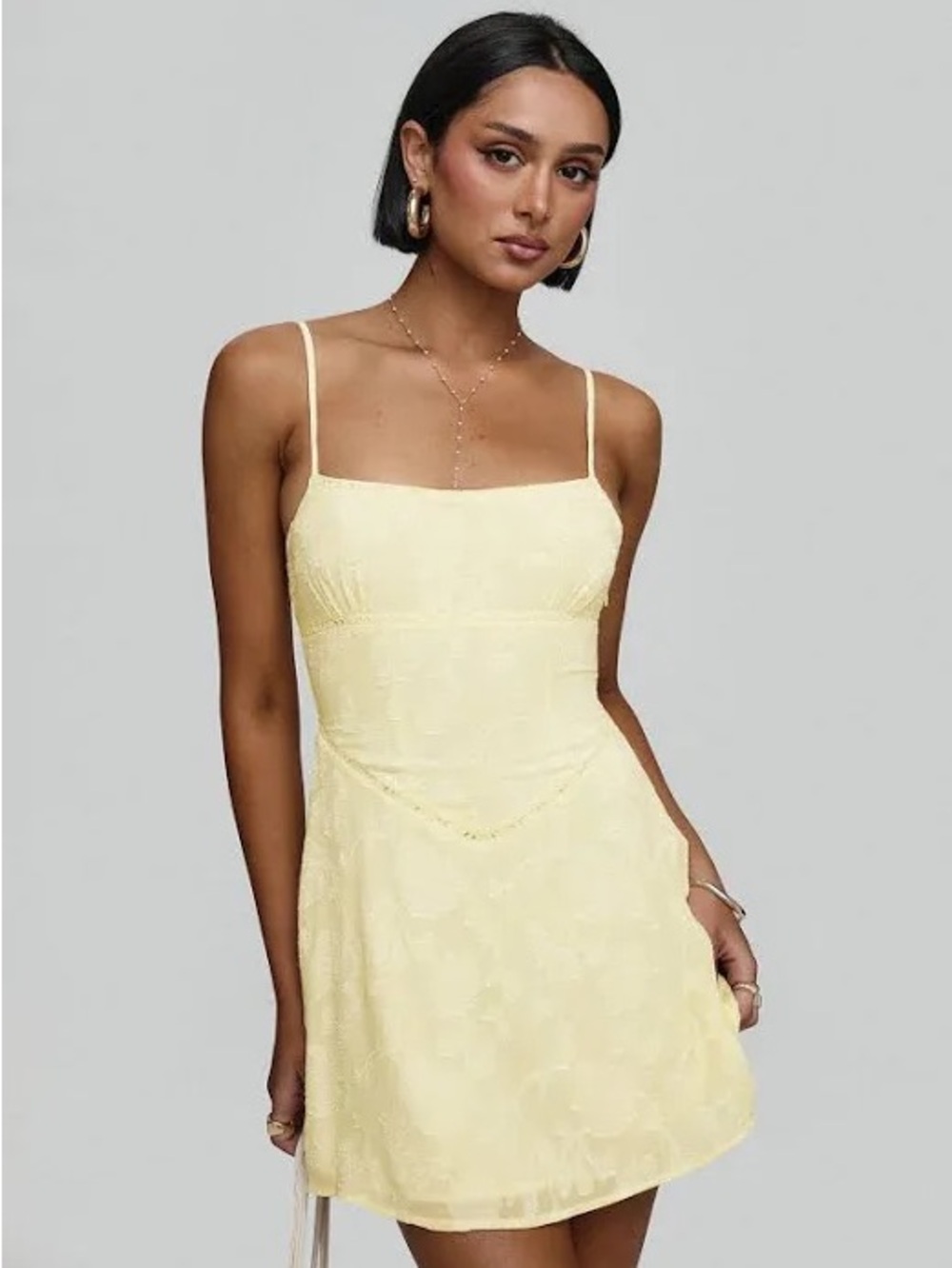 Yellow Lace Mini Dress Princess Polly - Picture 3 of 4